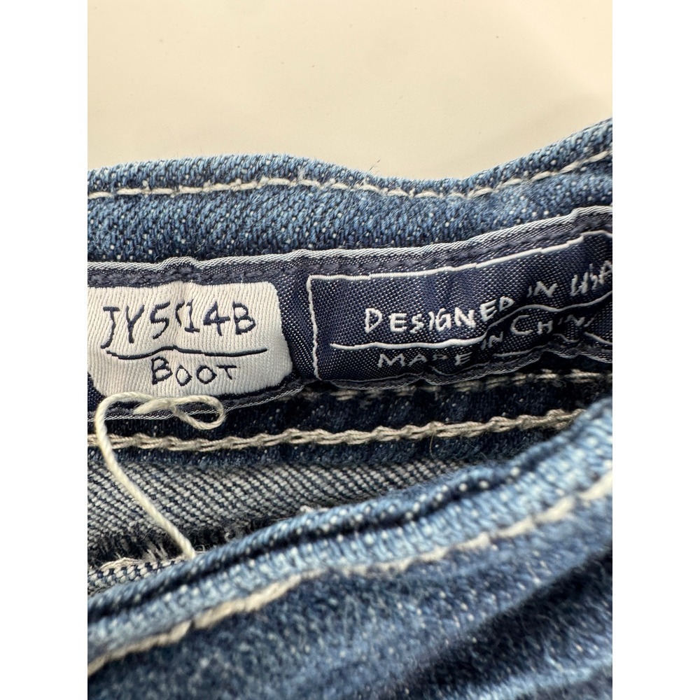 Miss Me Bradbury Bootcut Jeans Womens 28 Blue Crystal Embellished Flap Pocket - Picture 8 of 16